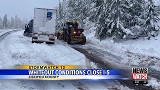 Storms wind snow caused I5 closure in Northern California Southern Oregon [upl. by Jarrow]