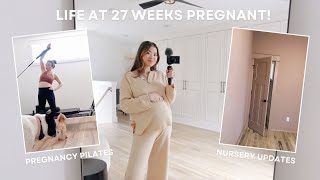 Dream office reveal baby girl nursery progress prenatal pilates  27 weeks pregnant VLOG [upl. by Ailey]