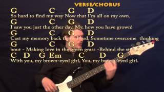 Brown Eyed Girl Van Morrison Easy Bass Cover Lesson with Lyrics [upl. by Cain]