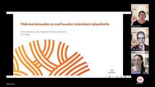 Yhdenvertaisuuden ja osallisuuden tukeminen työpaikoilla – Kuntoutussäätiön maksuton webinaari [upl. by Redna966]