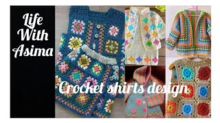 crochet shirts 👕 design  sharing ideas knitting  yarn shirts [upl. by Rojam880]