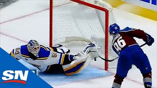 Jordan Binnington Sprawls Out To Rob Mikko Rantanen On 2On0 Chance [upl. by Eseerehs]