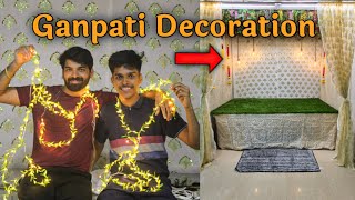 Ganpati Decoration 🌺🌼🌿 😊🏠  Ganpati Decoration Ideas for Home 😊🏠 [upl. by Eneleahcim]