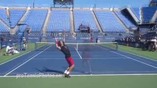 Wawrinka v Lopez 2016 US Open practice 4K [upl. by Ecirtam]