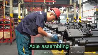 Step 19 Axle assemblingHow to manufacture heavy duty semi trailer axle [upl. by Aonian]