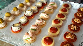 Canapés Variados Fáciles y Rápidos con Trucos para que aguanten más tiempo Aperitivos para Navidad [upl. by Zuliram]