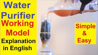 water purification working model 4 stages explained in English science exhibition  howtofunda [upl. by Corrinne]