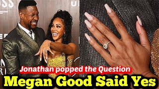 Megan Good Engaged To Jonathan Majors After He Popped The Question [upl. by Llerdnod]