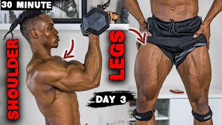 30 MINUTE SHOULDER AND LEG WORKOUT AT HOME DUMBBELLS ONLY  DAY 3 [upl. by Ahsen]