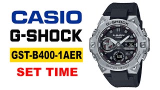 How to set time on Casio GShock GSteel GSTB4001AER 4K [upl. by Acinorahs]