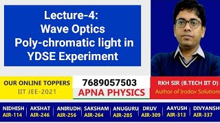 Lecture4 Wave Optics Polychromatic light in YDSE Experiment [upl. by Uke]