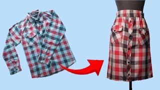 ♥️ How to transform a mens shirt into a style skirt easily ✂️ Camas Sewing ⚘ [upl. by Norean]