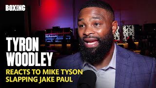 Tyron Woodley Reacts To Mike Tyson Slapping Jake Paul [upl. by Faxan]