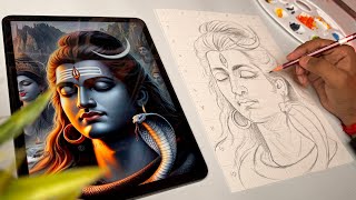 Draw With Me  Lord Shiva Drawing Mahadev Drawing Outline Tutorial 😍 [upl. by Lindbom]