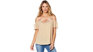 LaBellum by Hillary Scott ColdShoulder Embroidered Top [upl. by Notlil]