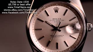 Rolex Date 1530 51 Million 1977 Caliber 1575 Rare Oyster Stainless Steel COSC Chronometer [upl. by Esiled]