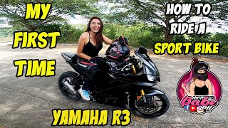 LEARNING HOW TO RIDE A SPORTBIKE  YAMAHA R3  LADY RIDER [upl. by Roley468]