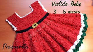 Vestido Bebe Navidad Crochet Facil 36 meses Tutorial Paso a paso Parte 1 de 3  Crochet baby dress [upl. by Pren]