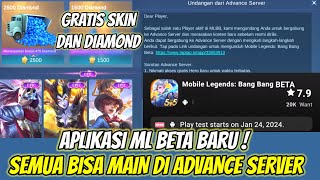 APLIKASI ML BETA BARU  SEMUA NYA BISA LOGIN KE ADVANCE SERVER DIAMOND GRATIS DAN SKIN GRATIS ADA [upl. by Nadab]