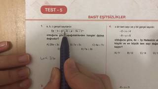 KAREKÖK TYT Matematik Basit Eşitsizlikler Test5 Anlatımlı Çözümleri20182019 basım [upl. by Ruford286]