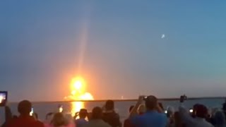 NASA Antares rocket EXPLODES INTENSE SHOCKWAVE Wallops Island launch disaster BEST SOUND 10282014 [upl. by Kirven]