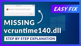 vcruntime140dll Missing Error  How to Fix  2 Fixes  2021 [upl. by Sualokin398]