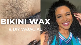 HOW TO DIY BIKINI WAX  AT HOME VAJACIAL  TREATING DARK MARKS  INGROWN HAIRS  BETWEEN WAXES [upl. by Yecnay]