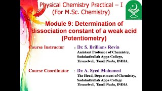 Module 9 Determination of dissociation constant of a weak acid  potentiometry [upl. by Rosecan]