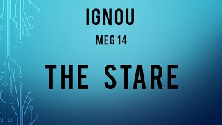 IGNOUMEG 14  THE STARE by RAGHUVIR SAHAY Poem Analysis [upl. by Tima271]