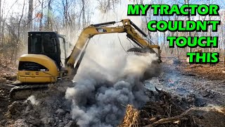 DIY Land Clearing and Cleanup with Mini Excavator [upl. by Elledoj]