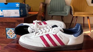 Adidas Originals Samba  Core WhiteTeam Victory Red  Night Indigo adidas adidassamba unboxing [upl. by Nonnahsed]