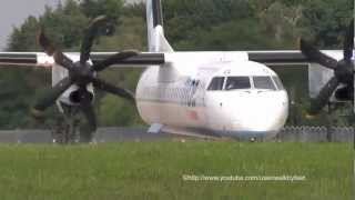 FlyBe Dash 8 GJECL close lineup and takeoff at Hamburg Fuhlsbuettel [upl. by Derron]