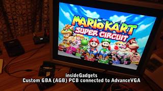 Custom GBA AGB PCB connected to AdvanceVGA [upl. by Vander167]