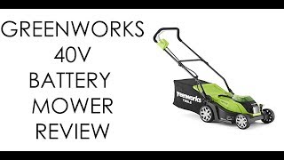 GREENWORKS 40v BATTERY POWERED LAWNMOWER REVIEW [upl. by Narak]