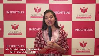 INSIGHTSIAS Toppers Talk  Srushti Jayanth Deshmukh AIR5 [upl. by Adnir942]