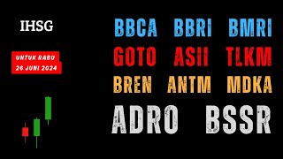 Analisa Saham 26 Juni 2024 IHSG BBCA BBRI BMRI GOTO ASII TLKM BREN ANTM MDKA ADRO BSSR [upl. by Stelle]