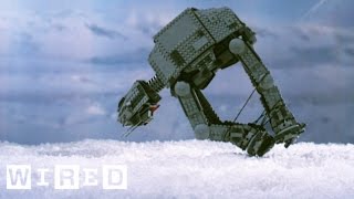 Star Wars Lego ATAT Takes an Epic Fall at Hoth  Star Wars Lego Destruction [upl. by Enilrek789]