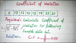 Statistics  Coefficient of Variation  How to Find Coefficient of variation value for ungroup data [upl. by Sorce]