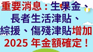 重要消息2025年2月1日  最新生果金、長者生活津貼、綜援、傷殘津貼增加  2025年最新金額確定及詳細列表 [upl. by Siegler493]