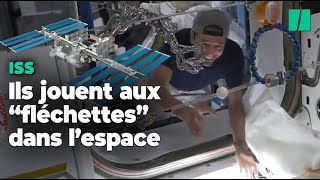 À bord de l’ISS les astronautes jouent aux « fléchettes de l’espace » en utilisant l’apesanteur [upl. by Celie]