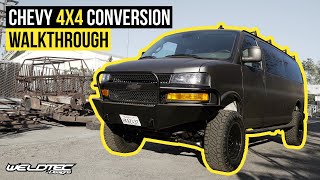 Off Road Chevy Express 4x4 Torsion Bar Conversion Van build [upl. by Ahsia]