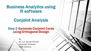 Business Analytics for MBAPGDM Conjoint Analysis using R Step 2 [upl. by Enellek917]