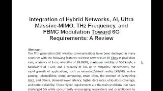 Integration of Hybrid Networks AI Ultra Massive MIMO THz Frequency and FBMC Modulation Toward 6G [upl. by Perr672]