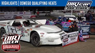 DIRTcar Pro Stocks  Super Dirt Week  Oswego Speedway  October 5 2023  HEAT HIGHLIGHTS [upl. by Virgin502]