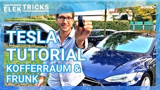 Tesla Kofferraum amp Frunk öffnen mit dem Schlüssel  Tesla Tutorial [upl. by Neelrad112]