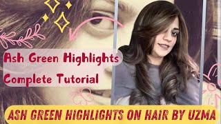 How to Get Ash Green Highlights  Hair Colour at home  Highlight on Hina Treated Hair  Hair Ideas [upl. by Eisor]