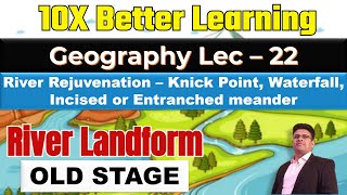 River Landform Part 18  River Rejuvenation Knick point waterfall  Geography Lec 22 PANKAJ SINGH [upl. by Cuttler]