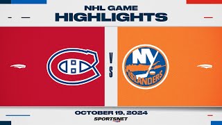 NHL Highlights  Canadiens vs Islanders  October 19 2024 [upl. by Ecirtam]