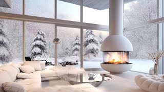 Relaxing Winter Jazz in a Snowy Luxury Home  2 Hours of Music for Ambience [upl. by Ronile707]