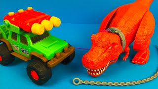 Matchbox on a mission Dino Trapper Trailer Dinosaur Toys for kids Talking TRex [upl. by Alegnatal]